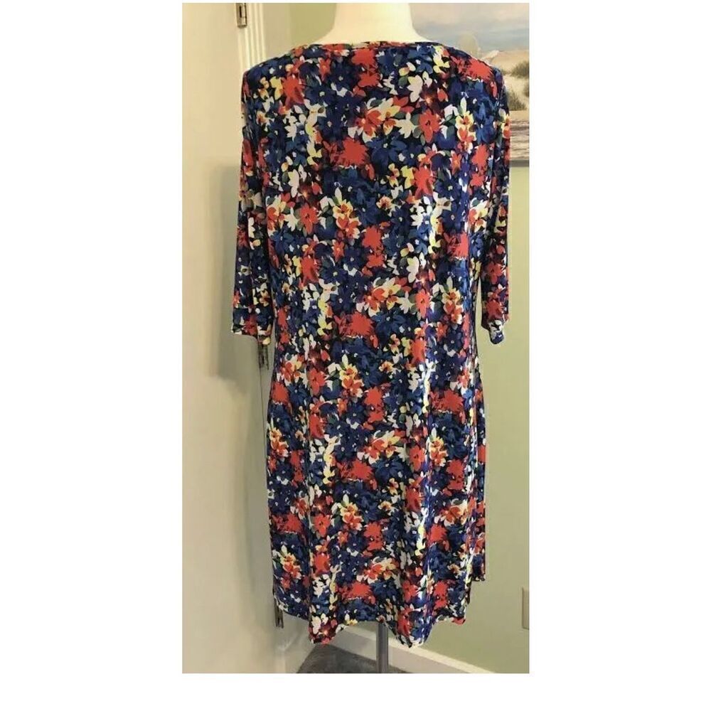 Rare Find! Lovely colorful Lucie Lu lined 3/4 sleeve midi dress